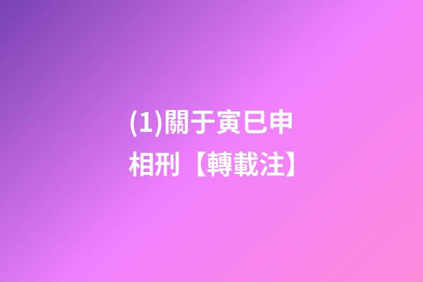 (1)關于寅巳申相刑【轉載+注】