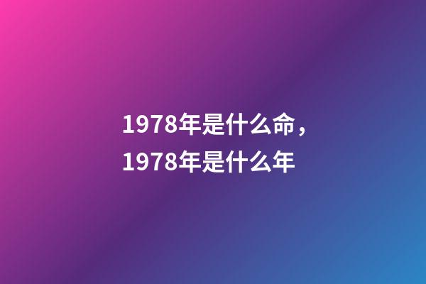 1978年是什么命，1978年是什么年