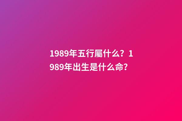 1989年五行屬什么？1989年出生是什么命？