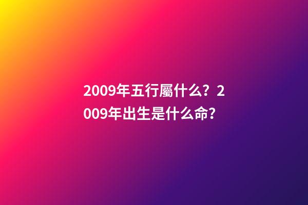 2009年五行屬什么？2009年出生是什么命？