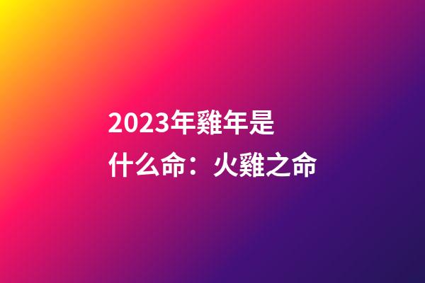 2023年雞年是什么命：火雞之命