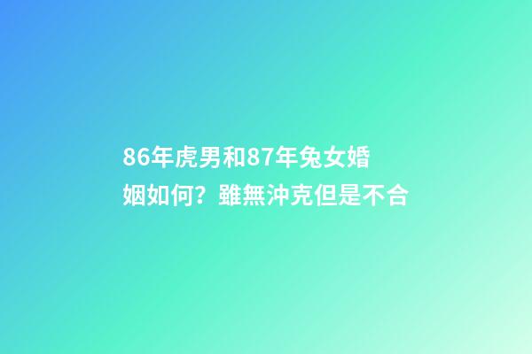 86年虎男和87年兔女婚姻如何？雖無沖克但是不合