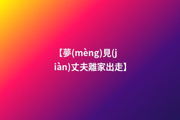 【夢(mèng)見(jiàn)丈夫離家出走】
