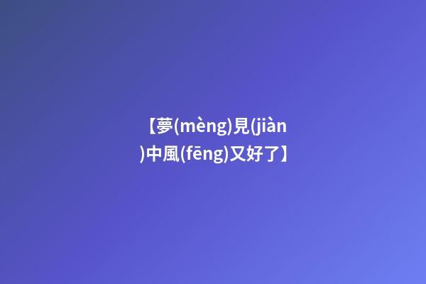 【夢(mèng)見(jiàn)中風(fēng)又好了】