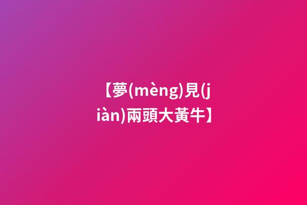 【夢(mèng)見(jiàn)兩頭大黃牛】
