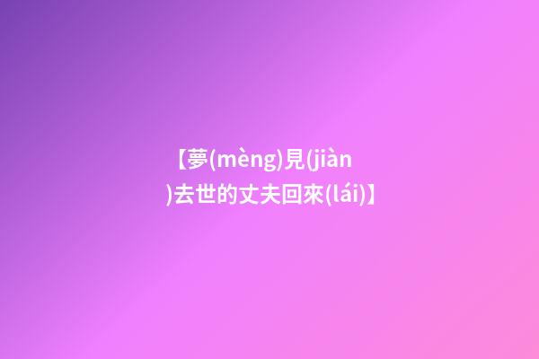 【夢(mèng)見(jiàn)去世的丈夫回來(lái)】