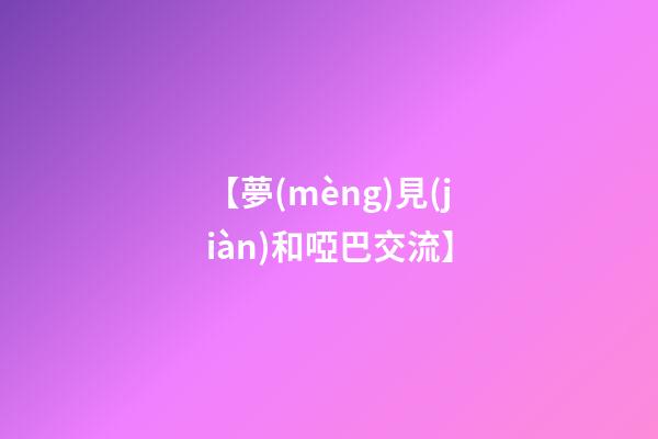 【夢(mèng)見(jiàn)和啞巴交流】