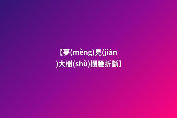 【夢(mèng)見(jiàn)大樹(shù)攔腰折斷】