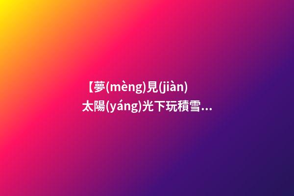 【夢(mèng)見(jiàn)太陽(yáng)光下玩積雪】