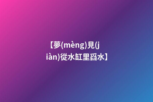 【夢(mèng)見(jiàn)從水缸里舀水】