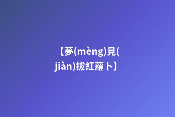【夢(mèng)見(jiàn)拔紅蘿卜】