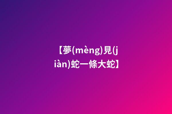 【夢(mèng)見(jiàn)蛇一條大蛇】