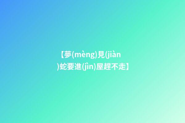 【夢(mèng)見(jiàn)蛇要進(jìn)屋趕不走】