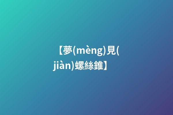 【夢(mèng)見(jiàn)螺絲錐】