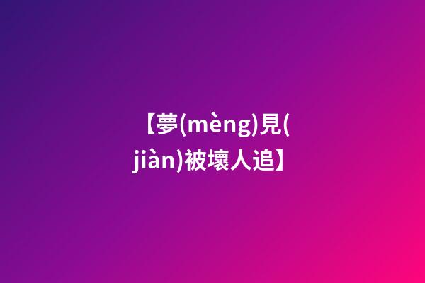 【夢(mèng)見(jiàn)被壞人追】