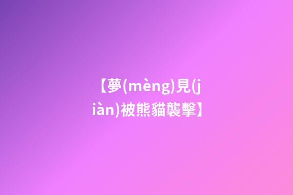 【夢(mèng)見(jiàn)被熊貓襲擊】