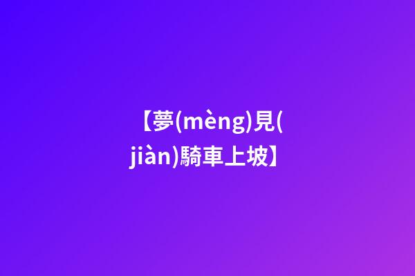 【夢(mèng)見(jiàn)騎車上坡】