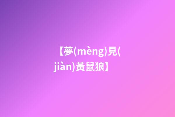 【夢(mèng)見(jiàn)黃鼠狼】