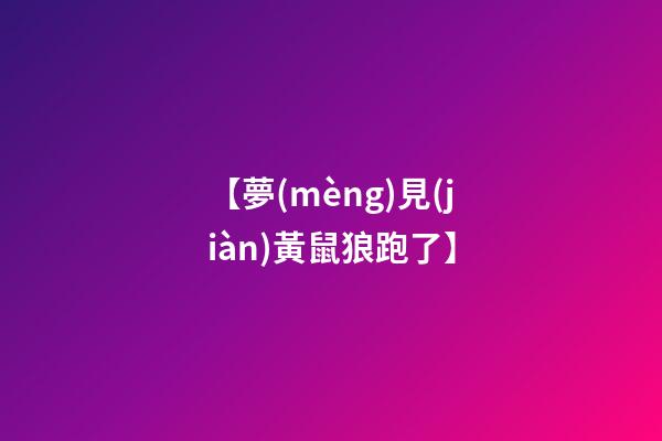 【夢(mèng)見(jiàn)黃鼠狼跑了】