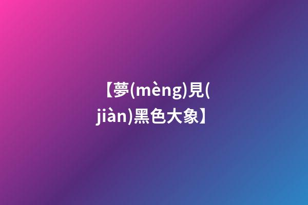 【夢(mèng)見(jiàn)黑色大象】
