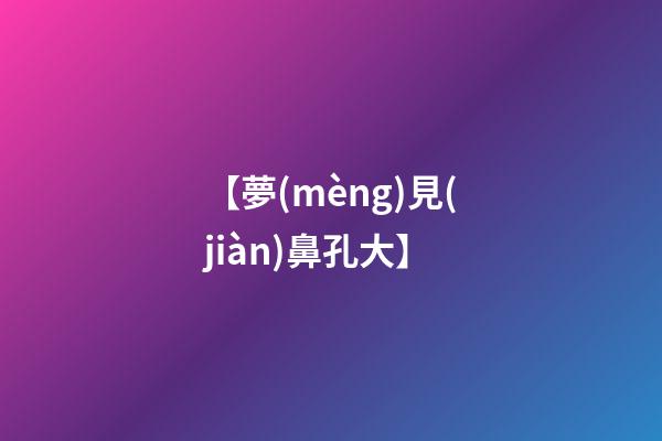 【夢(mèng)見(jiàn)鼻孔大】