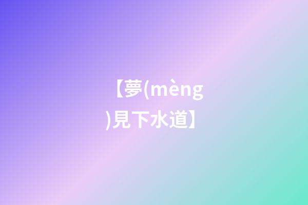 【夢(mèng)見下水道】