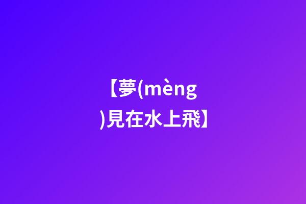【夢(mèng)見在水上飛】