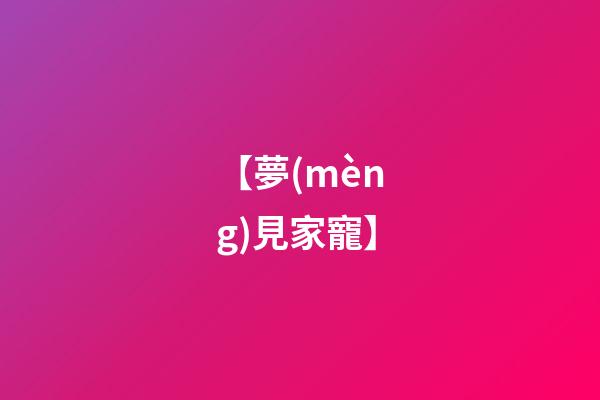 【夢(mèng)見家寵】