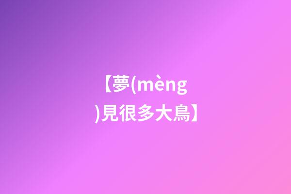 【夢(mèng)見很多大鳥】
