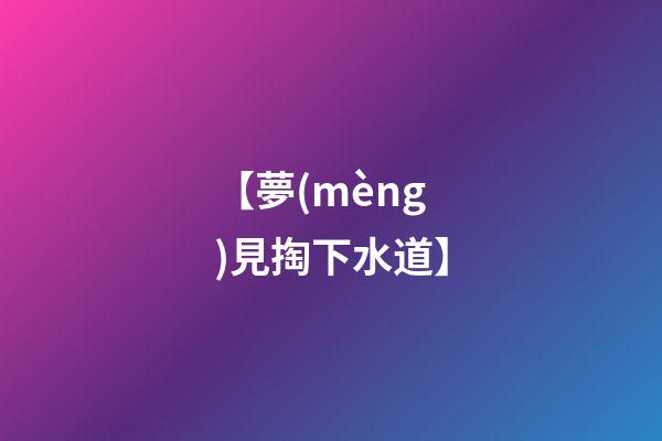 【夢(mèng)見掏下水道】