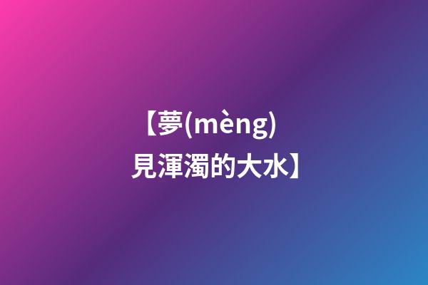 【夢(mèng)見渾濁的大水】