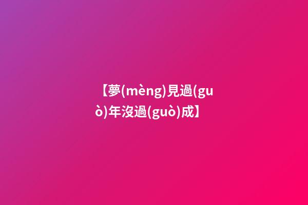 【夢(mèng)見過(guò)年沒過(guò)成】