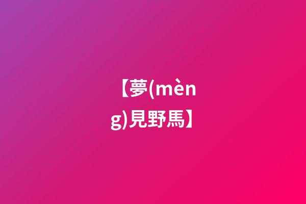【夢(mèng)見野馬】