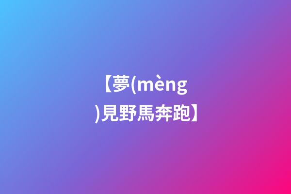【夢(mèng)見野馬奔跑】