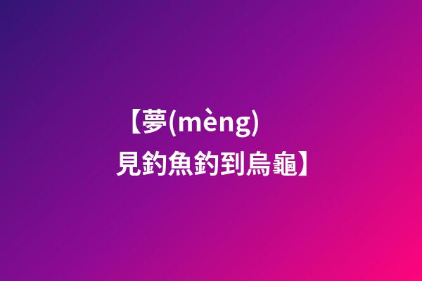 【夢(mèng)見釣魚釣到烏龜】