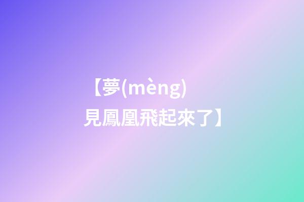 【夢(mèng)見鳳凰飛起來了】