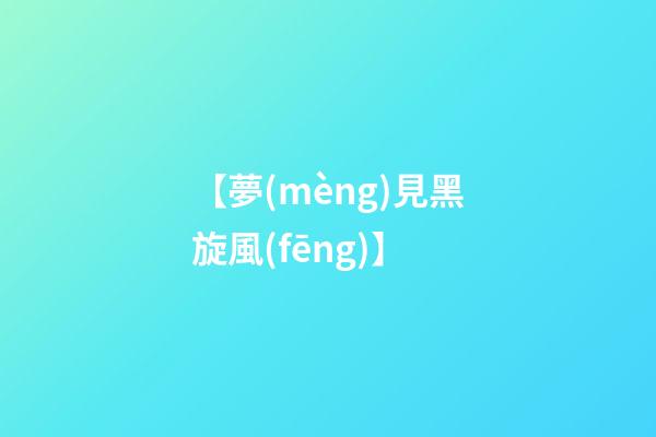 【夢(mèng)見黑旋風(fēng)】