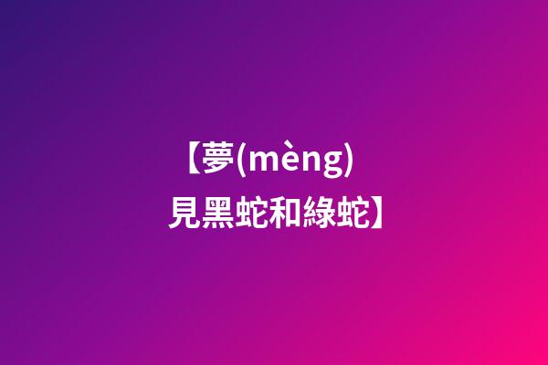 【夢(mèng)見黑蛇和綠蛇】