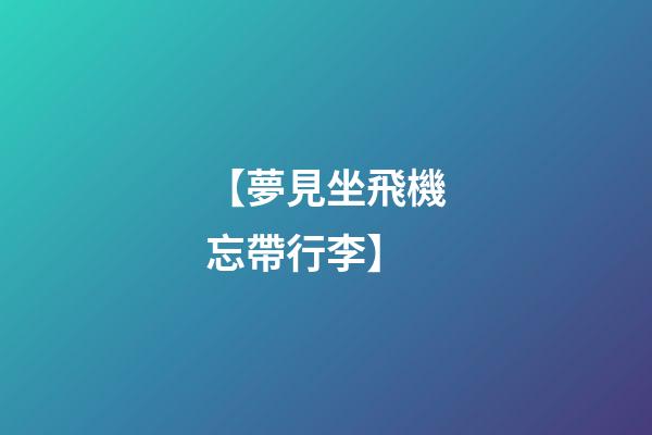 【夢見坐飛機忘帶行李】