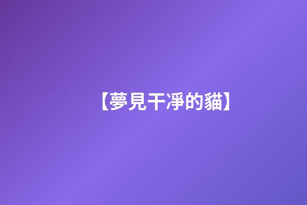 【夢見干凈的貓】