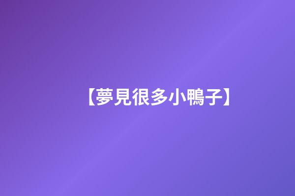 【夢見很多小鴨子】