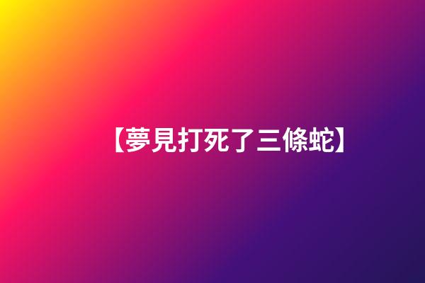 【夢見打死了三條蛇】