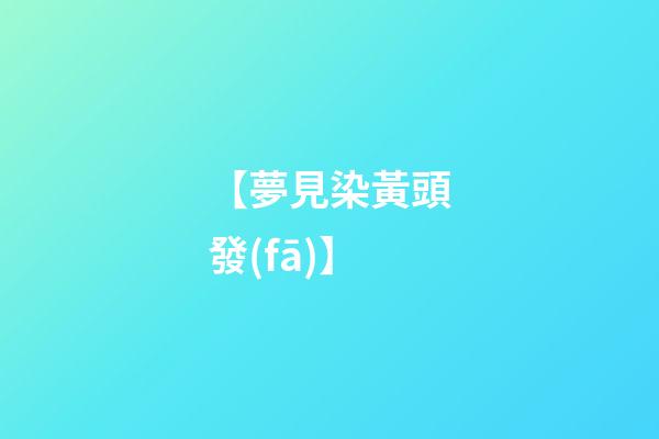 【夢見染黃頭發(fā)】