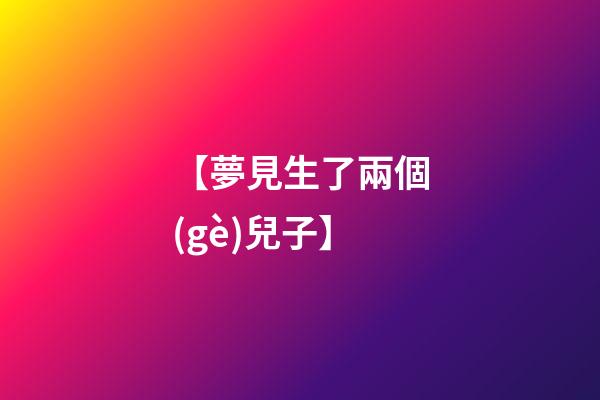 【夢見生了兩個(gè)兒子】