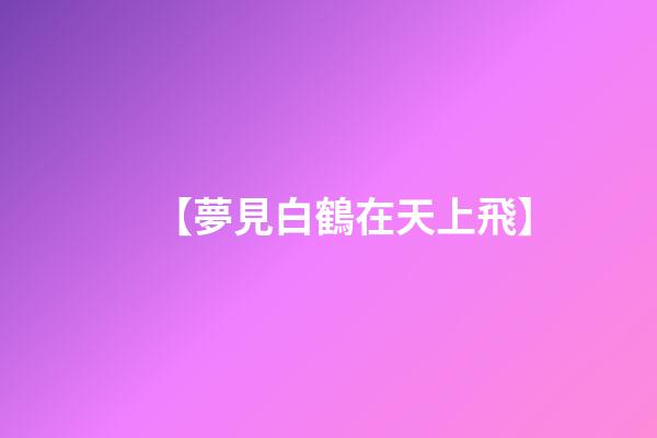 【夢見白鶴在天上飛】