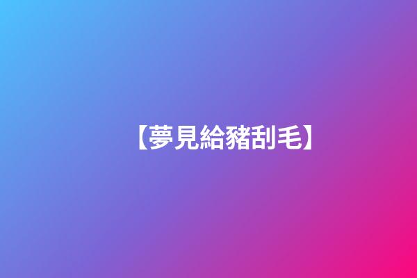 【夢見給豬刮毛】