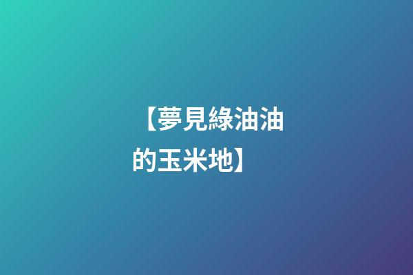 【夢見綠油油的玉米地】