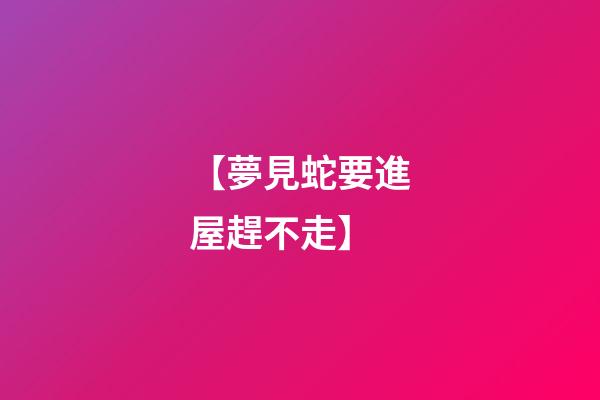 【夢見蛇要進屋趕不走】