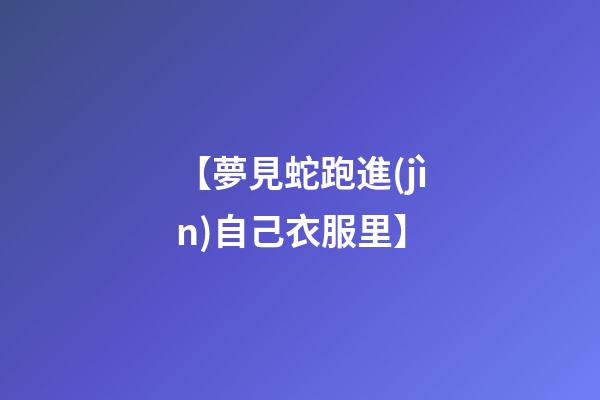【夢見蛇跑進(jìn)自己衣服里】