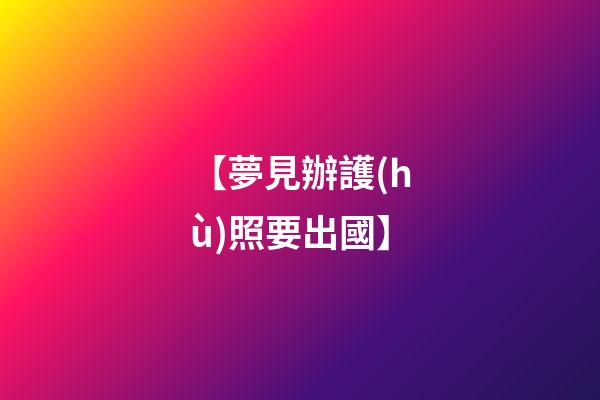 【夢見辦護(hù)照要出國】